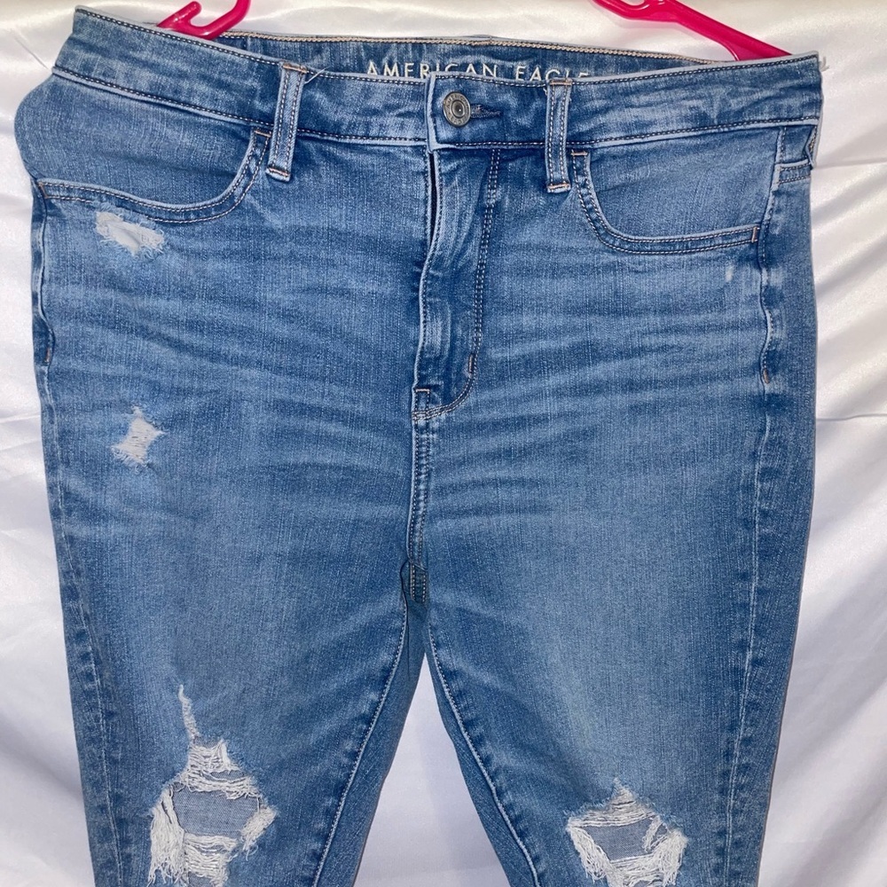 American Eagle Outfitters Women's Light Blue Ripped Skinny shorts